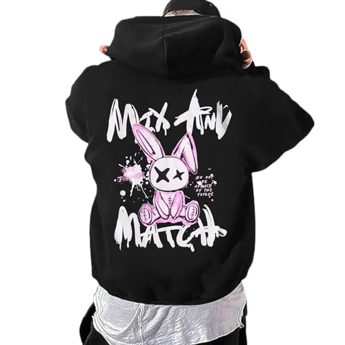 Zofedap Kapuzenpullover Herren Oversize Backprint Hoodie Hoody Sweatshirt mit Kapuze Langarmshirt Bären Muster Kapuzenjacke Streetwear Y2K Sweatjacke Männer - Life is A Hurry，Dont Miss The Sunset von Zofedap