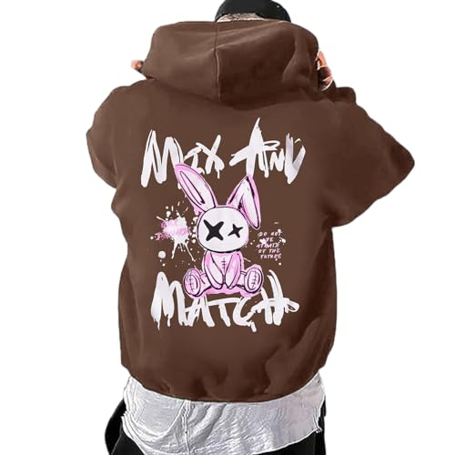 Zofedap Kapuzenpullover Herren Oversize Backprint Hoodie Hoody Sweatshirt mit Kapuze Langarmshirt Bären Muster Kapuzenjacke Streetwear Y2K Sweatjacke Männer - Life is A Hurry，Dont Miss The Sunset von Zofedap