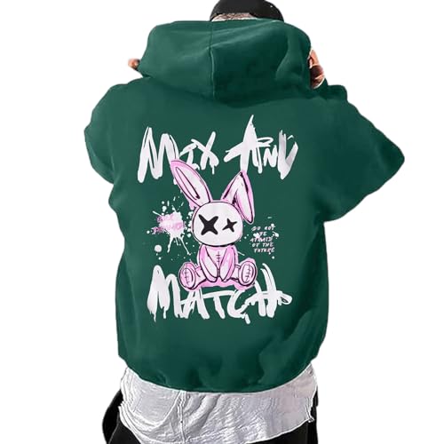 Zofedap Kapuzenpullover Herren Oversize Backprint Hoodie Hoody Sweatshirt mit Kapuze Langarmshirt Bären Muster Kapuzenjacke Streetwear Y2K Sweatjacke Männer - Life is A Hurry，Dont Miss The Sunset von Zofedap