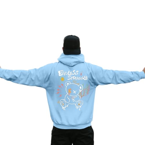 Zofedap Kapuzenpullover Herren Oversize Backprint Hoodie Sweatshirt mit Kapuze Hoody Langarmshirt Bären Drucken Kapuzenjacke Streetwear Y2K Sweatjacke Kapuzenpulli Männer - Endless Struggle von Zofedap