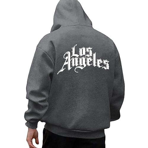 Zofedap Los-Angeles Kapuzenpullover Herren Hoodie Männer mit Backprint Kapuzenpulli Streetwear Sweatjacke Langarm Sweatshirt Frühling Herbst Winter von Zofedap