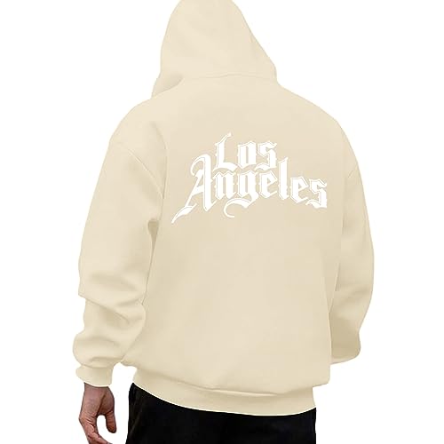 Zofedap Los-Angeles Kapuzenpullover Herren Hoodie Männer mit Backprint Kapuzenpulli Streetwear Sweatjacke Langarm Sweatshirt Frühling Herbst Winter von Zofedap