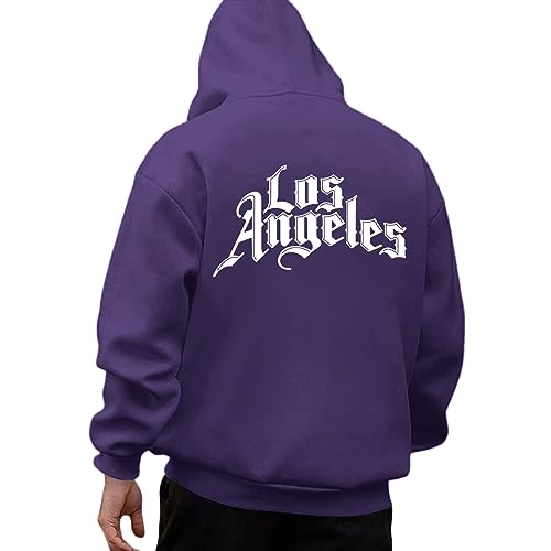 Zofedap Los-Angeles Kapuzenpullover Herren Hoodie Männer mit Backprint Kapuzenpulli Streetwear Sweatjacke Langarm Sweatshirt Frühling Herbst Winter von Zofedap