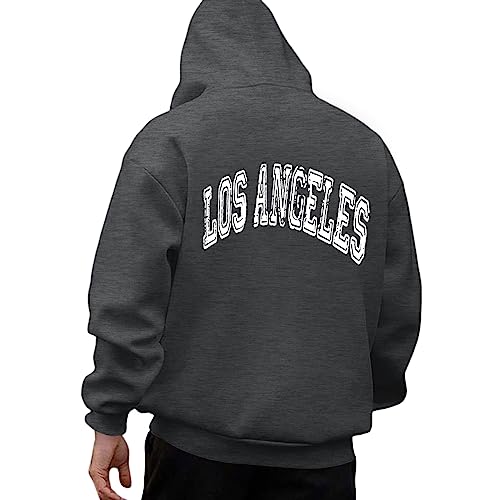 Zofedap Los-Angeles Kapuzenpullover Herren Hoodie Männer mit Backprint Langarm Sweatshirt Kapuzenpulli Streetwear Sweatjacke Frühling Herbst Winter von Zofedap