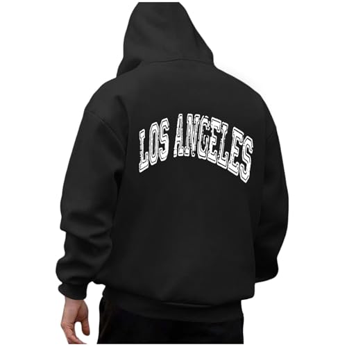 Zofedap Los-Angeles Kapuzenpullover Herren Hoodie Männer mit Backprint Langarm Sweatshirt Kapuzenpulli Streetwear Sweatjacke Frühling Herbst Winter von Zofedap