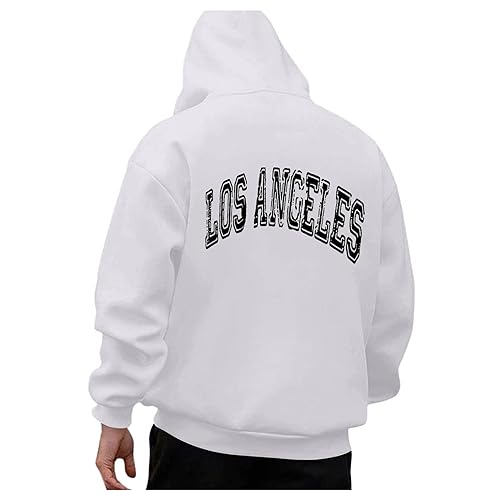 Zofedap Los-Angeles Kapuzenpullover Herren Hoodie Männer mit Backprint Langarm Sweatshirt Kapuzenpulli Streetwear Sweatjacke Frühling Herbst Winter von Zofedap