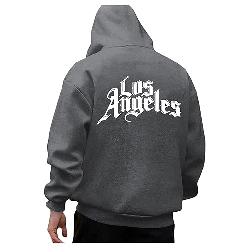 Zofedap Los-Angeles Kapuzenpullover Herren Hoodie Männer mit Backprint Langarm Sweatshirt Kapuzenpulli Streetwear Sweatjacke Frühling Herbst Winter von Zofedap