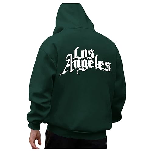 Zofedap Los-Angeles Kapuzenpullover Herren Hoodie Männer mit Backprint Langarm Sweatshirt Kapuzenpulli Streetwear Sweatjacke Frühling Herbst Winter von Zofedap