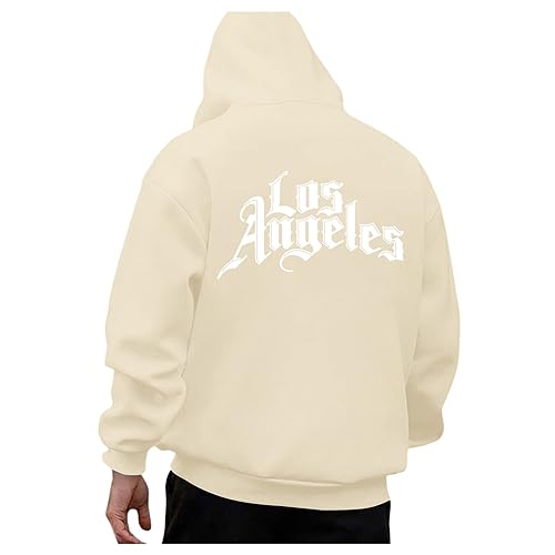 Zofedap Los-Angeles Kapuzenpullover Herren Hoodie Männer mit Backprint Langarm Sweatshirt Kapuzenpulli Streetwear Sweatjacke Frühling Herbst Winter von Zofedap