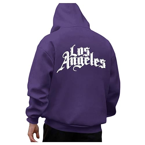 Zofedap Los-Angeles Kapuzenpullover Herren Hoodie Männer mit Backprint Langarm Sweatshirt Kapuzenpulli Streetwear Sweatjacke Frühling Herbst Winter von Zofedap