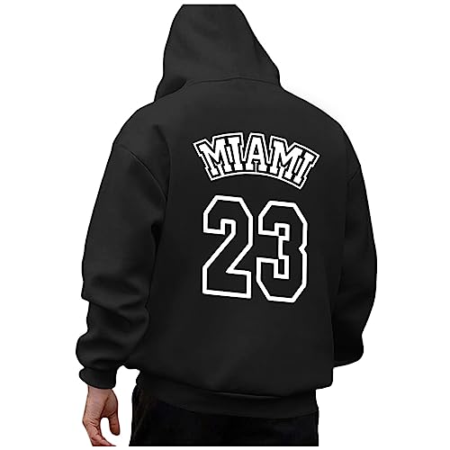 Zofedap Miami23 Kapuzenpullover Herren Hoodie Männer mit Backprint Sweatjacke Langarm Sweatshirt Kapuzenpulli Streetwear Frühling Herbst Winter von Zofedap