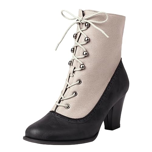 Zofedap Stiefeletten Damen Gummistiefel High Heel Schnürstiefel Mode Winterstiefel Schneestiefel Damenstiefel Boots Frauen Bequemschuhe Damenschuhe Winterschuhe Frauen Mädchen von Zofedap