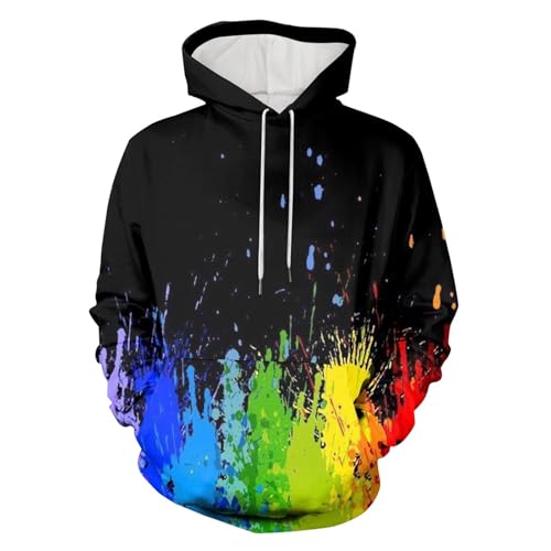 Zofedap Tie Dye Hoodie Herren Oversize 3D Druck Kapuzenpullover Bunt Batik Sweatshirt mit Kapuze Dünne Pullover Hoody Langarmshirt Kapuzenjacke Sweatjacke Männer von Zofedap