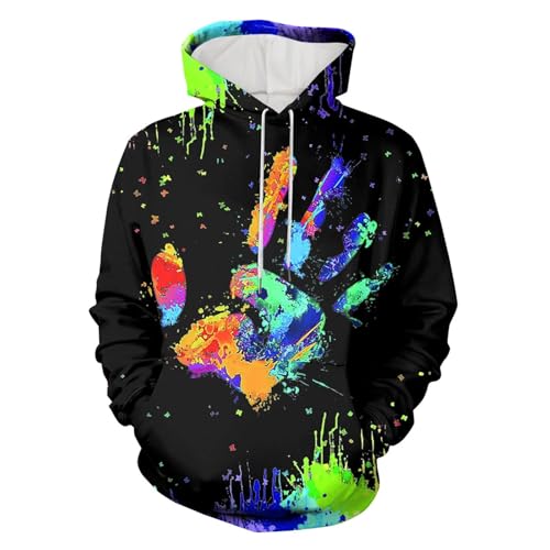 Zofedap Tie Dye Hoodie Herren Oversize 3D Druck Kapuzenpullover Bunt Batik Sweatshirt mit Kapuze Dünne Pullover Hoody Langarmshirt Kapuzenjacke Sweatjacke Männer von Zofedap