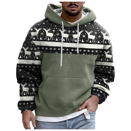 Zofedap Weihnachtspullover Herren Lustig Weihnachts Hoodie Printed Kapuzenullover Männer Christmas Langarm Sweatshirt Weihnachten Weihnachtspulli von Zofedap