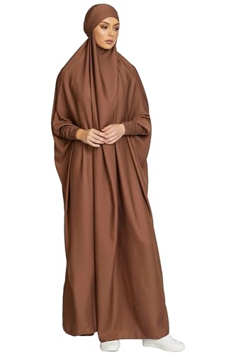 Zofocy Women One-Piece Muslim Abaya Dubai Islam Hijab Robe Solid Lady Prayer Hoodied African Dress von Zofocy