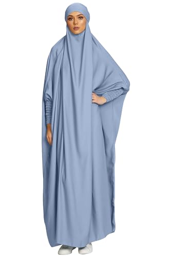 Zofocy Women One-Piece Muslim Abaya Dubai Islam Hijab Robe Solid Lady Prayer Hoodied African Dress von Zofocy