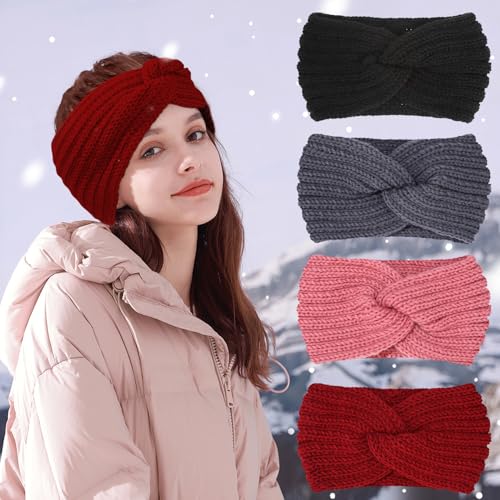 4 Stück Stirnband Damen Winter - Strick Ohrenwärmer Haarband - Elastische Haarbänder Für Damen - Warme Herbst Winter Haarband 4 Stück Stirnband Damen Winter - Strick Ohrenwärmer Haarband - Elastische Haarbänder Für Damen - Warme Herbst Winter Haarband von Zofory