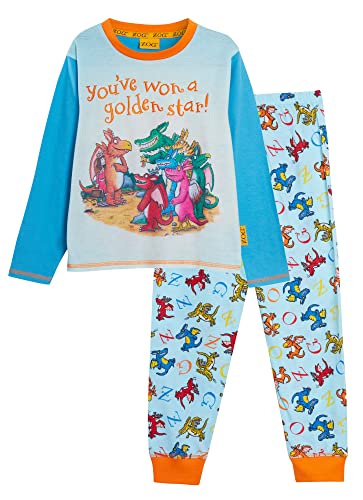 Zog Kids The Dragon Pyjama Boys Full Length Pjs Girls Nightwear Set Unisex Matching Loungewear, blau/orange, 110 von Zog