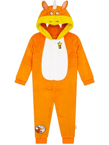 Zog Onesie Jungen | Schlafoverall Kinder Mit 3D-Ohren | Drache Onesie Kinder Kuschelig Mit Haube | Orange 110 von Zog