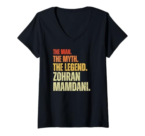 Damen Zohran Mamdani für NYC Mayor Cool Trendy Vintage Lustig T-Shirt mit V-Ausschnitt Damen Zohran Mamdani für NYC Mayor Cool Trendy Vintage Lustig T-Shirt mit V-Ausschnitt von Zohran Mamdani NYC Mayor Campaign 2025 Gifts Co.