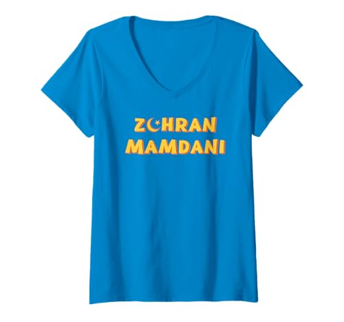 Damen Zohran Mamdani für NYC Mayor Lustig Cool Trendy Politisch T-Shirt mit V-Ausschnitt Damen Zohran Mamdani für NYC Mayor Lustig Cool Trendy Politisch T-Shirt mit V-Ausschnitt von Zohran Mamdani NYC Mayor Campaign 2025 Gifts Tees
