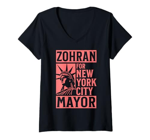 Damen Zohran Mamdani für NYC Mayor Lustig Cool Trendy Progressive T-Shirt mit V-Ausschnitt Damen Zohran Mamdani für NYC Mayor Lustig Cool Trendy Progressive T-Shirt mit V-Ausschnitt von Zohran Mamdani Walks Vintage Poster Tees & Gifts