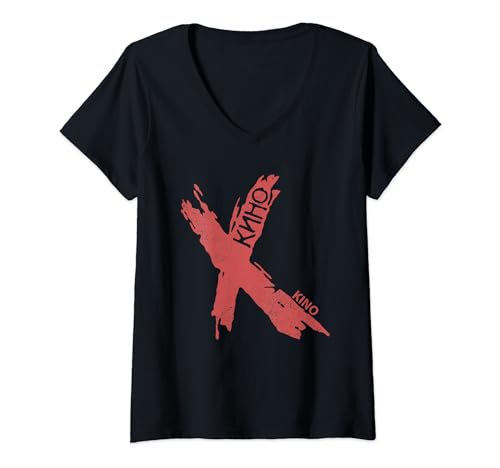 Damen Wiktor Zoi Rockmusiker Russland Kino UdSSR T-Shirt mit V-Ausschnitt Damen Wiktor Zoi Rockmusiker Russland Kino UdSSR T-Shirt mit V-Ausschnitt von Zoi Kino Rockmusik Russland Russisch