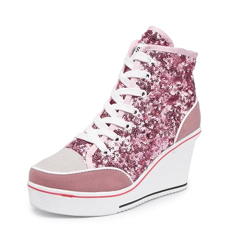 Zoifada Damen Keilabsatz Schuhe Canvas Sneaker Wedges Freizeitschuhe Turnschuhe Laufschuhe Sportschuhe mit Absatzhöhe 7 cm Größe 35-43 mehrere Farben von Zoifada