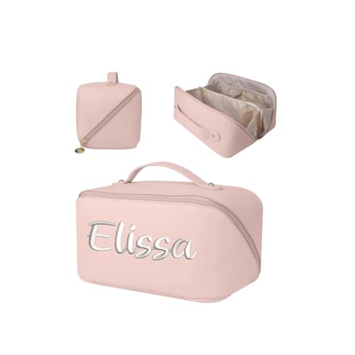 Personalisierte Kosmetiktasche mit Monogramm, individuelle Make-up-Tasche, personalisiertes Geschenk für sie, personalisiertes Geschenk für Brautjungfer, Reise-Make-up-Tasche, Pink, Not customized von ZoikoM