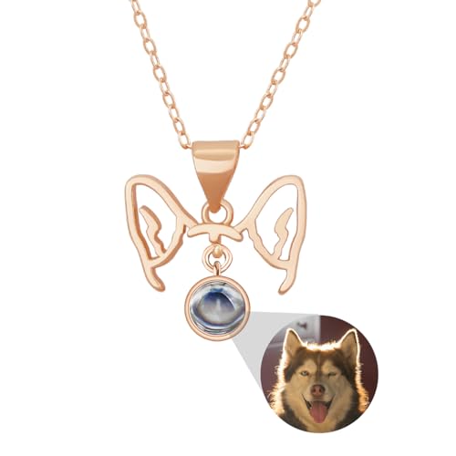 Personalisierte Projektionshalskette in Form eines Ohrs mit Ihrem Haustier, Familiengedächtnisgeschenk, Hunde-Projektionshalsband, Familiengedächtnisgeschenk (C-Design) von ZoikoM