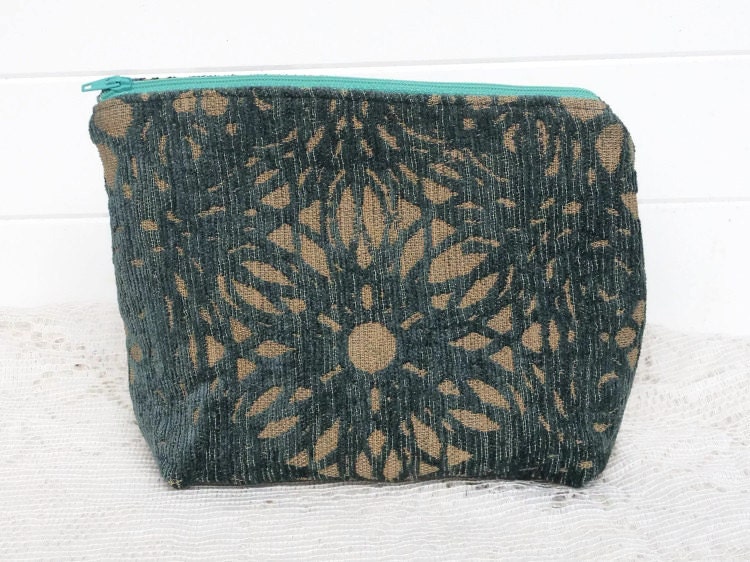 Make-Up Tasche Case Teal Schneiden Velvet von ZojjaUniquelyYou