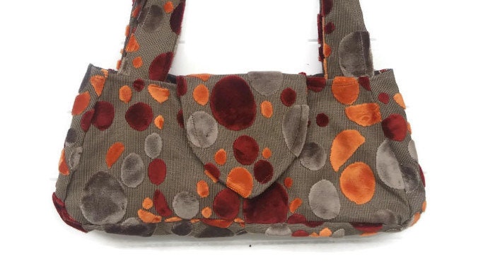 Schnitt Samt Handtasche Orange Grau Rost Schnitt Samt Handtasche Orange Grau Rost von ZojjaUniquelyYou