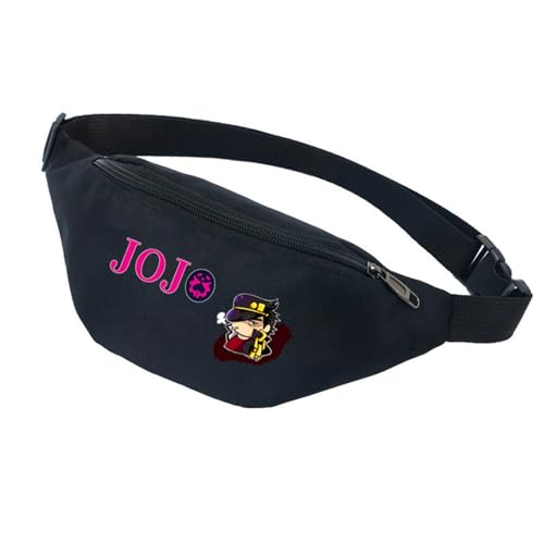 Jo-Jo's Bizar-re Adventu-re Gürteltasche Damen, Groß Handytasche Hüfttasche, Bauchtasche für Outdoor Reisen Sport Wandern Joggen Hundespaziergänge (Color : Black 2, Size : 30cm) von Zolito