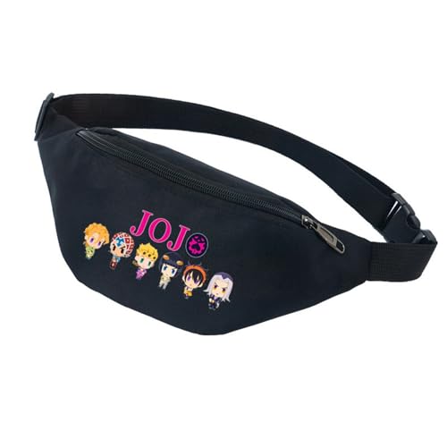 Jo-Jo's Bizar-re Adventu-re Gürteltasche Damen, Groß Handytasche Hüfttasche, Bauchtasche für Outdoor Reisen Sport Wandern Joggen Hundespaziergänge (Color : Black 4, Size : 30cm) von Zolito