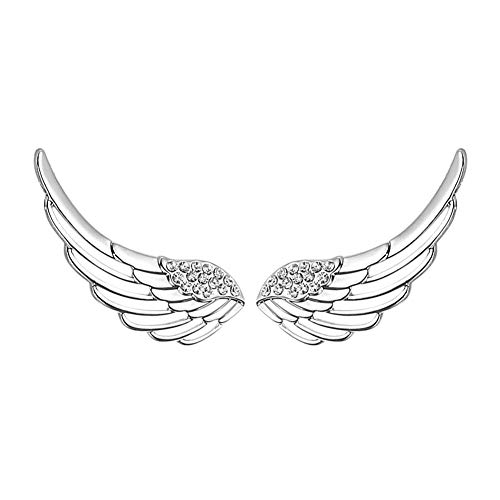 Zolkamery Damen Ohrringe 925 Sterling Silber Engelsflügel Ear Cuff Ohrklemmen mit Weiß Rund Zirkonia Allergenfrei Ohrschmuck Kommt mit Geschenk-Box für Mutter Frau Freundin zum Geburtstag von Zolkamery