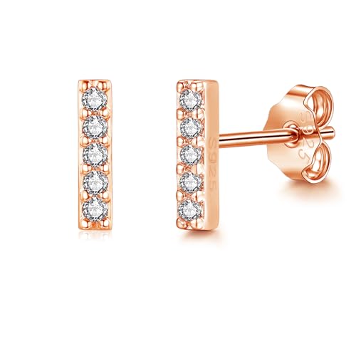 Zolkamery Ohrstecker Silber 925, Klein Damen Silber Stab Ohrstecker mit Zirkonia, 925 Sterling Silber Vergoldet Ohrringe Stecker, Rose Gold Unisex Hypoallergene Schlafen Ohrstecker für Mädchen Männer Zolkamery Ohrstecker Silber 925, Klein Damen Silber Stab Ohrstecker mit Zirkonia, 925 Sterling Silber Vergoldet Ohrringe Stecker, Rose Gold Unisex Hypoallergene Schlafen Ohrstecker für Mädchen Männer von Zolkamery