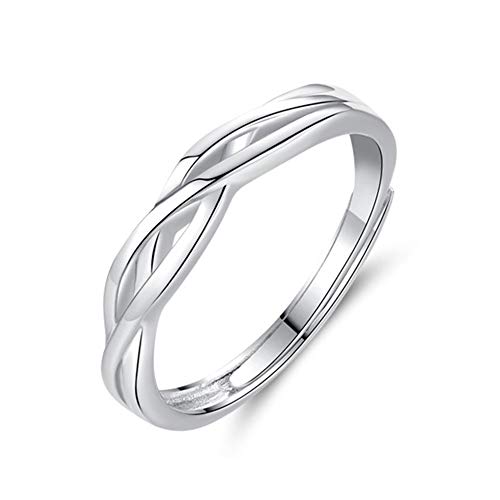 Zolkamery Paar Ringe für Damen & Herren 925 Sterling Silber Offen Einstellbar Partnerringe Verlobungsringe Hochzeitsringe mit Weiß Zirkonia Verstellbar Unisex Bandringe Liebe Geschenk von Zolkamery