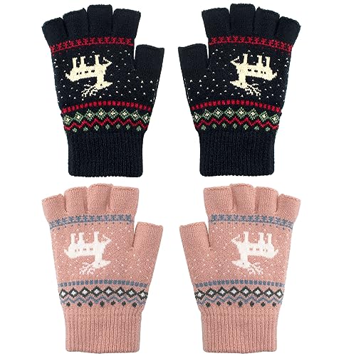 Zolunu Unisex Winter Halbe Finger Handschuhe Warme Winter Fingerlose Touchscreen Handschuhe Stretchy Knit Tippen Handschuhe von Zolunu