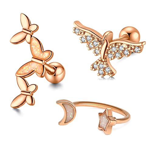 Zolure 16G Tragus Piercing Für Frauen Adler Schmetterling Tragus Piercing Schmuck Tragus Bar Helix Piercing Knorpelpiercing Conch Ohrring Hoop Chirurgenstahl von Zolure