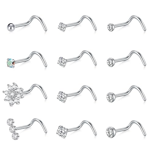 Zolure 18G Chirurgenstahl Nasenpiercing Cz Silber Nasenstecker Nostril Piercing Stecker Stecker Für Damen Herren von Zolure