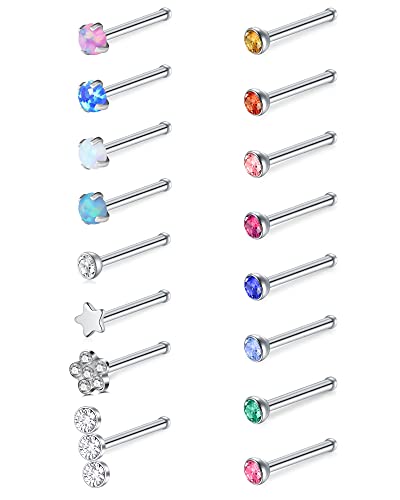 Zolure 20G Edelstahl Strenge Nasenstecker Nasenpiercing Blume Nase Pin Set Cubic Zirkonia Piercing Nase Für Frauen Männer von Zolure