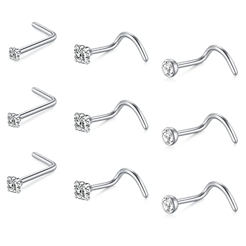 Zolure 20g Nasenstecker Nasenpiercing L Form Nasenstecker Chirurgenstahl Cz Inlay Piercing Schmuck Für DaHerren Herren von Zolure