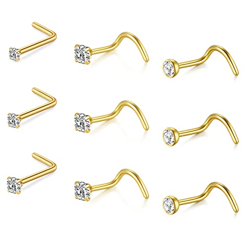 Zolure 20g Nasenstecker Nasenpiercing L Form Nasenstecker Chirurgenstahl Cz Inlay Piercing Schmuck Für DaHerren Herren von Zolure