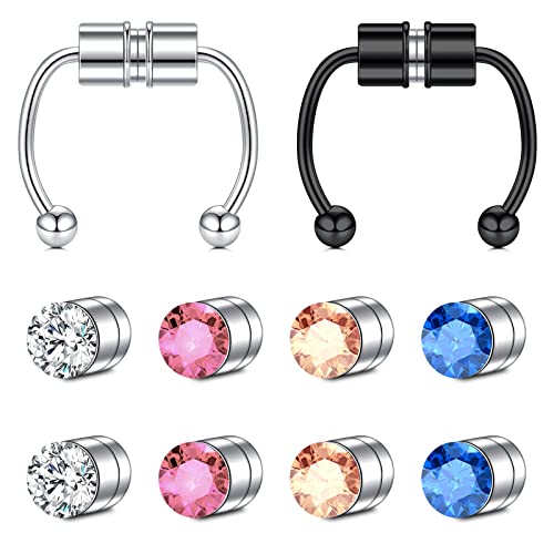 Zolure Fake Nasenringe Horseshoe Chirurgenstahl Septum Ringe Nostril Stud Non Piercing Clip On Nose Jewelry for Women Men von Zolure