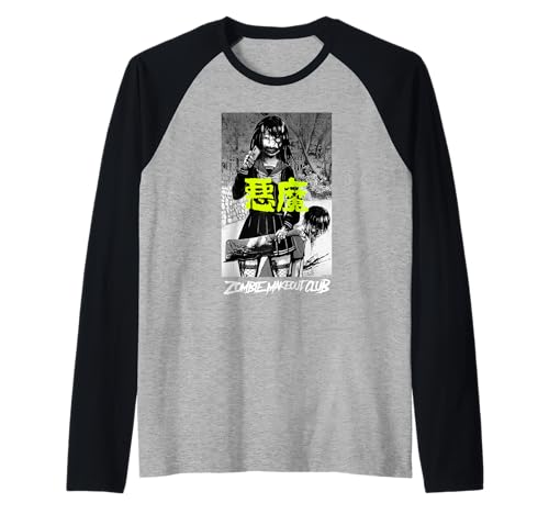Zombie Goth Schule Mädchen Hackmesser Manga Halloween Raglan Zombie Goth Schule Mädchen Hackmesser Manga Halloween Raglan von Zombie Makeout Club