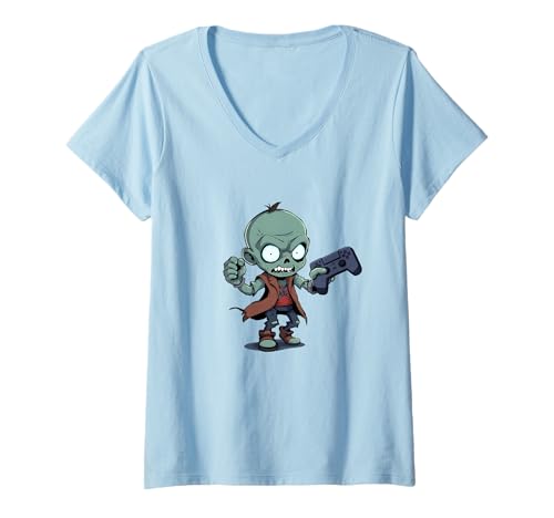 Damen Zombie Shirt für Kinder, Zombie für Frauen, Zombie für Jungen T-Shirt mit V-Ausschnitt Damen Zombie Shirt für Kinder, Zombie für Frauen, Zombie für Jungen T-Shirt mit V-Ausschnitt von Zombie for mens, zombie for girls, zombie shirt