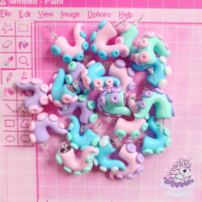 Tentakel Ohrringe Ohrstecker Oder Ohrclips/Pastel Goth Gruselig Süß Tentakel Ohrringe Ohrstecker Oder Ohrclips/Pastel Goth Gruselig Süß von ZombieUnicornJewelry