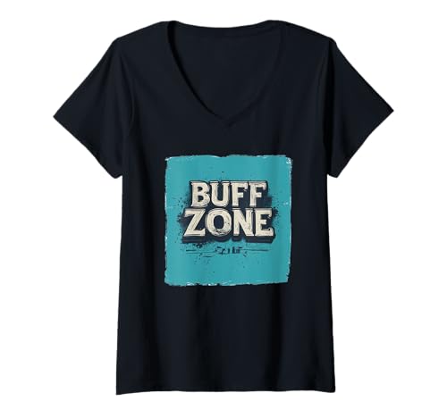Damen Cool Buff Zone Grafikstatement T-Shirt mit V-Ausschnitt von Zone Outfit