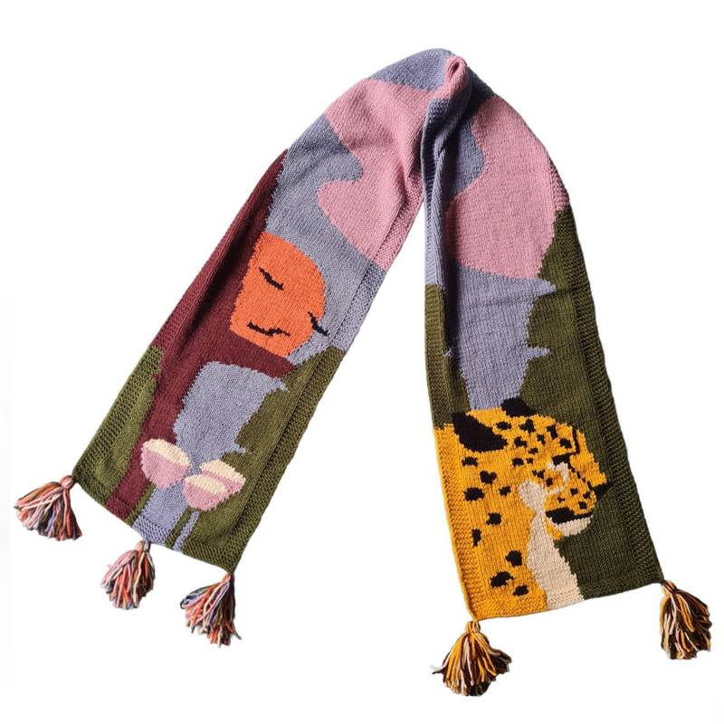 Handgestrickter Schal | Einzigartiges Design Leopard von ZoneDesignStore